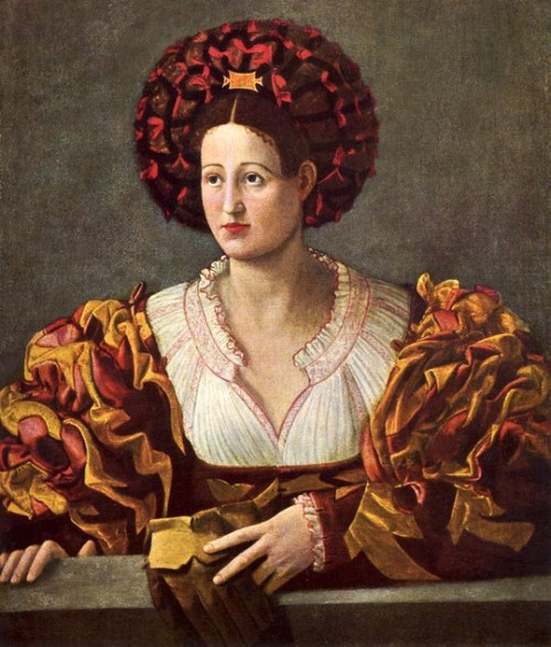 Portrait of a woman holding a glove by Morando Paolo detto Cavazzola, 1522