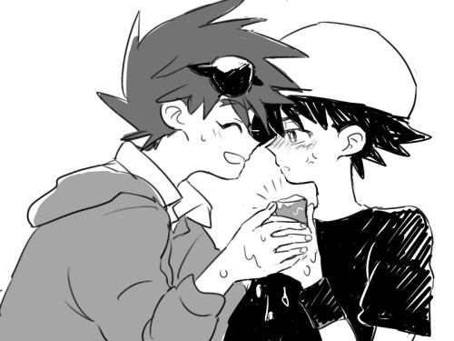 mypalletshippinglove:  Source: Pixiv C’mon Ashy-boy, my kisses are sweeter than any ice cream ♡