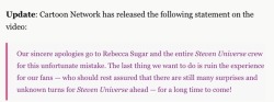 angel-baez:  Oh wow they actually apologized (https://www.polygon.com/2018/5/3/17315264/steven-universe-ending-spoilers-cartoon-network) 