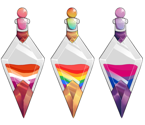 It is Pride month again and I have made MORE PRIDE POTION DESIGNS!You can get them as stickers (As w