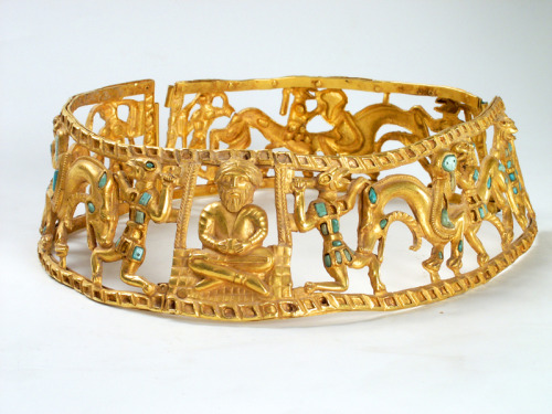 archaicwonder:Sarmatian Gold and Turquoise Royal Torc and Bracelets, 1st-2nd Century ADFound in the 