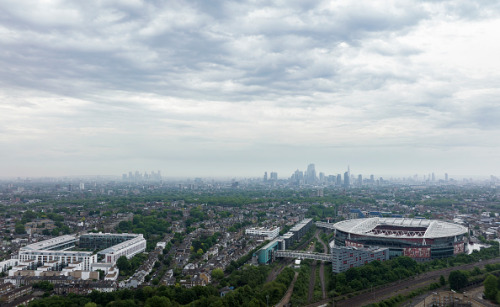 An aerial view of Highbury, the former home ground of Arsenal FC and their current home ground , Emi