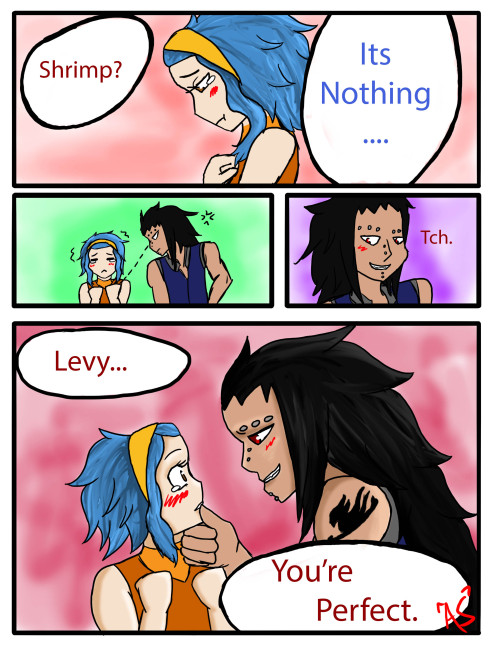 allyshidraws:  Gajevy Love Fest Day 3: “Size” I feel like Levy would get self conscious a lot (I know I do >.>). I’m super happy with this fluffy comic x//3 