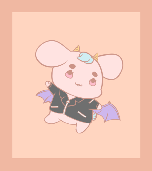 constantlyscreaminghere:Demon Sanrio oc!! They’re grumpy, tough and very protective of their f