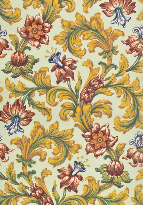 Wallpaper with imitation of a printed fabric - Paul-Marie Balin - c.1870 - via Deutsches Tapetenmuse