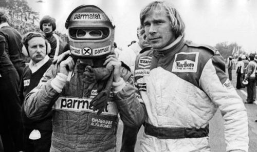pieregasly: Formula One Legends: Niki Lauda and James Hunt.