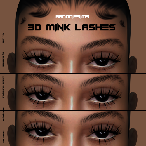 BADDDIESIMS 3D MINK LASHES L2 [ EARLY ACCESS ]Custom Thumbnails High/Medium Poly HQ Textures T.O.U.D