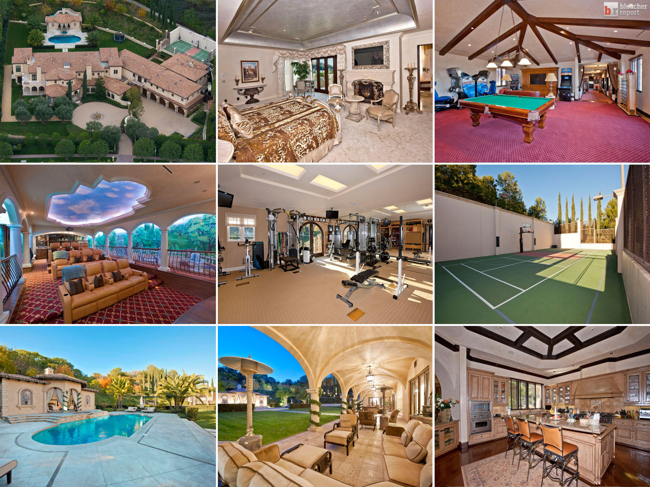 Barry Bonds is selling his Beverly Hills mansion for $25 million.
17,100 sq. feet, 7 bedrooms, 13 bathrooms
Movie theater, game room, gym, & in-house spa.
Trophy display room, elevator, & a 2-story guest house.