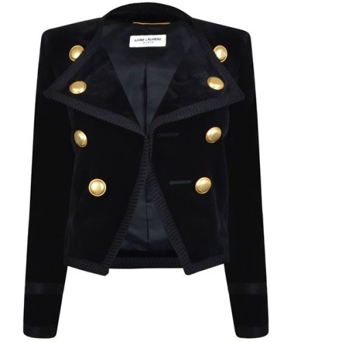 Saint Laurent Velvet Jacket ❤ liked on Polyvore (see more military inspired jackets)