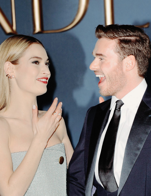 vvoodleys: Lily James and Richard Madden being cute at the “Cinderella” London Premiere 