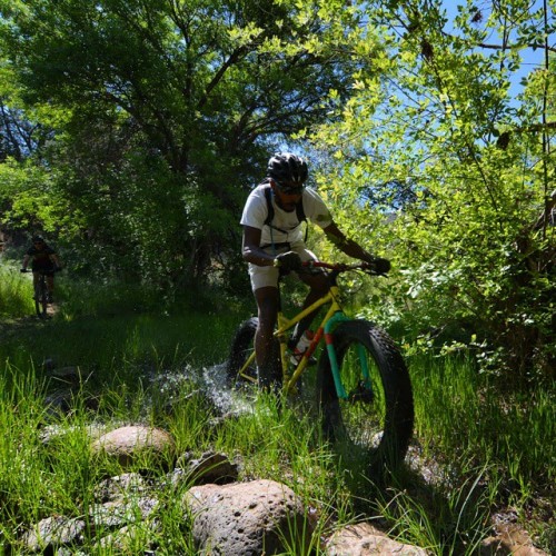 drunkcyclist: @bhrd splashing through puddles on the @statebicycleco fatty (at Seven Springs, Tonto 