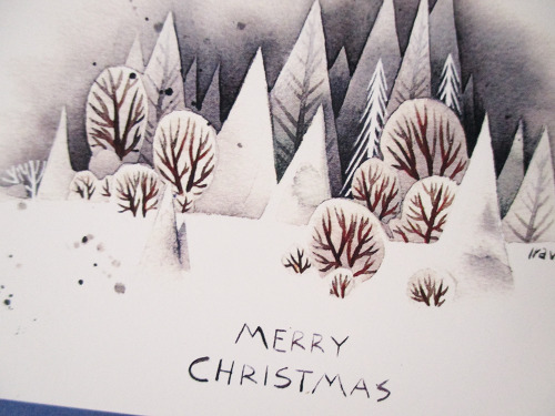 2 snowy watercolor winter illustrations i did for some christmas cards. i also made a progress video