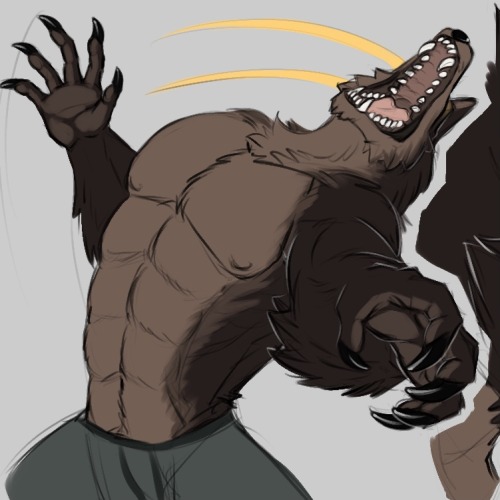 lunarismonstrum:More Werewolf Chris doodles using renders and screenshots of Nergi as pose reference