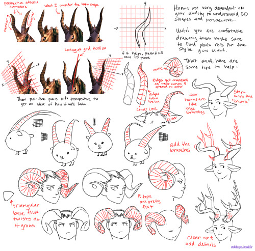 solthrys: @ripwitch Horns are tough since they’re complex 3D shapes that often overlap. Until you’re comfortable with them I’d highly suggest always looking up ref pics of the type you want or try to buy a set so you can move them around to see