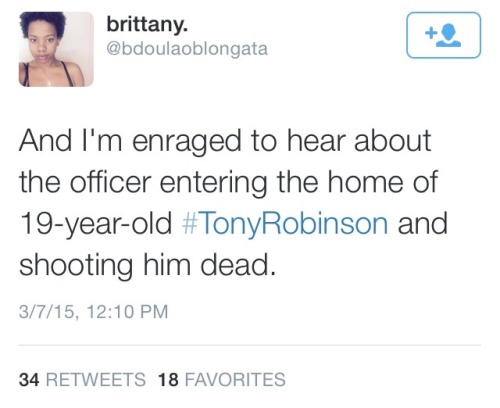 krxs10:An Unarmed Black teen was just shot dead by police on #BlackOut Day.19-year-old unarmed teen, Tony Robinson, was shot and killed by police in Madison, Wisconsin last Friday night. According to several news sources, Madison Police Chief Koval said