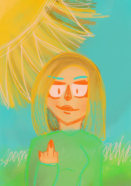 Found This Old Digital Oil Pastel Drawing, Its A Girl Giving You The Middle Finger. I Guess Its Fine