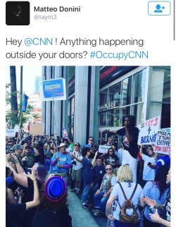 krxs10:  !!!!!!!!!!!!!!!!!!! ATTENTION !!!!!!!!!!!!!!!!!!!  Protest Breaks out Against the Lack of Sanders Coverage Outside CNN Studio In Hollywood California, And Not One News Network Is Covering it   On Sunday, more than 1,000 protesters voiced their