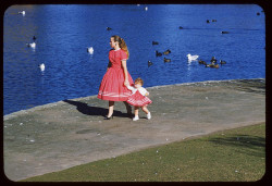 Solo-Vintage:  Mother And Daughter Along Lagoon Of Palace Of Fine Arts San Francisco,