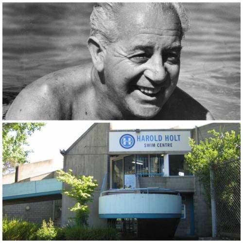 Australia’s 17th Prime Minister,Harold Holt, goes swimming at Portsea beach outside Melbourne 