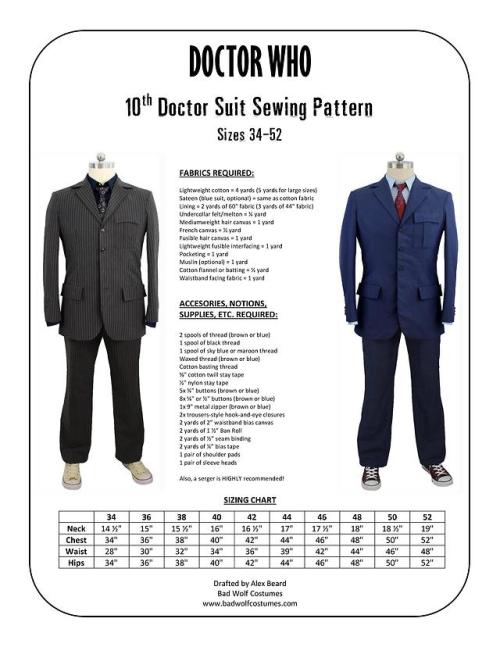 10th Doctor suit sewing patternwww.etsy.com/listing/452024634/10th-doctor-suit-sewing-patter