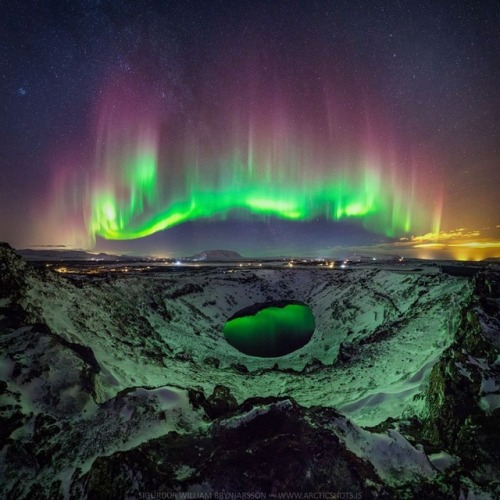 Colorful Aurora over Iceland!Space Scene