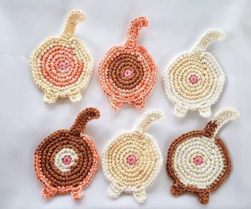 Crochet Cat Butt Coasters //HeathersBoutiqueUS
