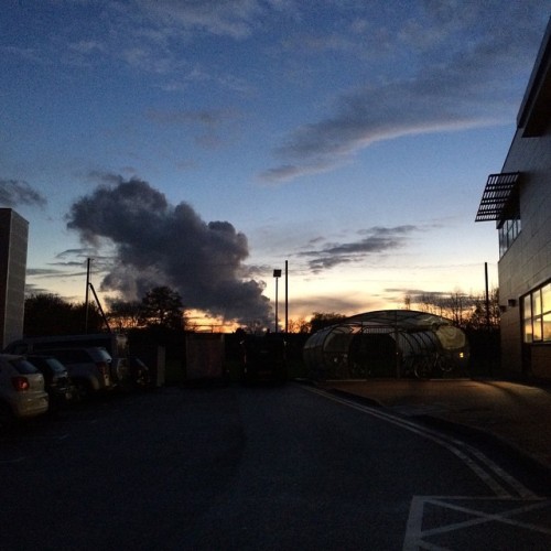 There be a fire somewhere. (at Lee Westwood Sports Centre)