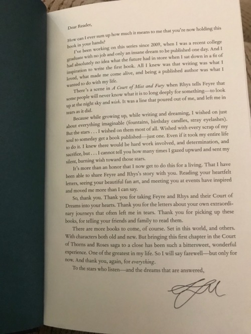 acomaflove: Sarah J. Maas’s Letter to the reader in the Special Target Edition of A Court of Wings a