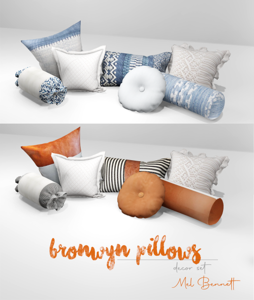 BRONWYN PILLOWS (Patreon Early Access)Info:Decor7 new meshesAll LODs.Base game compatible .Recolors 