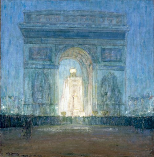 artmastered:  Henry Ossawa Tanner, The Arch, 1919, oil on canvas, 99.7 x 97 cm, Brooklyn Museum, New York. Source Henry Ossawa Tanner painted this scene of the Arc de Triomphe in Paris during a memorial celebration on July 13th 1919 for those who died