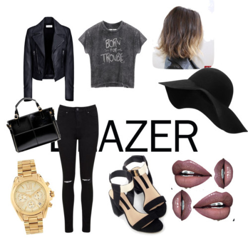 date outfit with Harry by momoitgurl featuring a leather motorcycle jacketCrop top, $49 / Balenciaga
