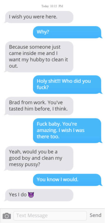 naughtyhotwifetexts:(via Hotwife Texts Husband After Taking a Creampie)