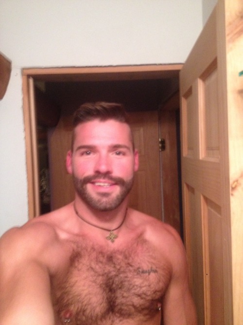 Hairy chest, legs,Beard and Mustache.
