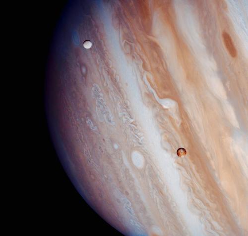 spaceexp:  Europa and Io over Jupiter.  porn pictures