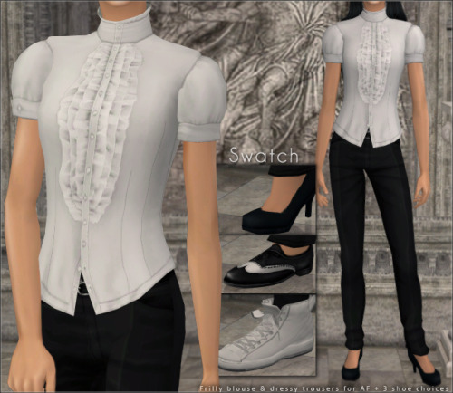 TS3&gt;TS2 Victorian Frills as an outfit with 3 shoe choices.