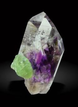 ggeology:    Amethyst with Prehnite // Brandberg, Erongo Region, Namibia   