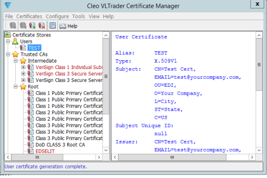 cleo vl trader certificate generation manager