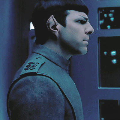 myseryluvscompany:A study in ‘how still can Zachary Quinto actually stand as Spock’ and it turns out the answer is ‘like a stone bitch’.