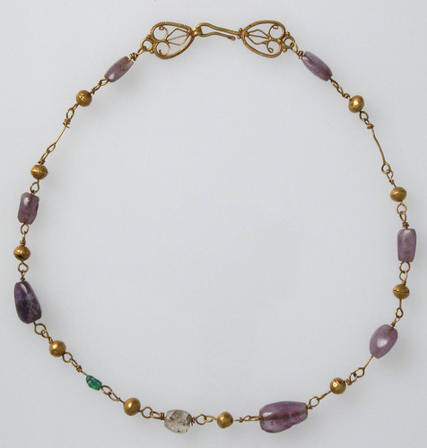 met-medieval-art:Gold Necklace with Amethysts, Glass, and Gold Beads, Metropolitan Museum of Art: Me