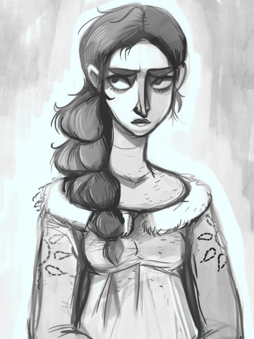 thethreehares:Tried to draw some Alys Karstark(s) for plantagenetic. Didn’t quite turn out how