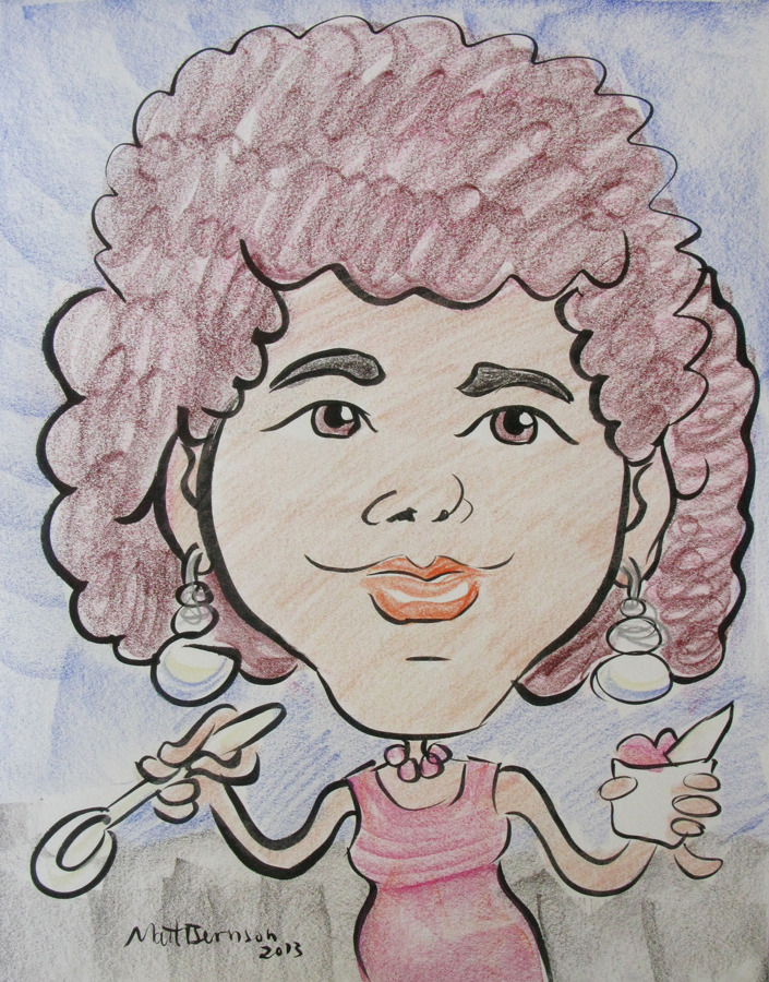 These caricatures were done at Dairy Delight 04 August 2013. Ink and woodless colored