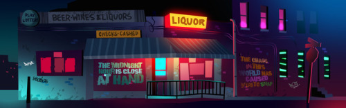 Concept art and visual development for arcade action game Disco is Dead!