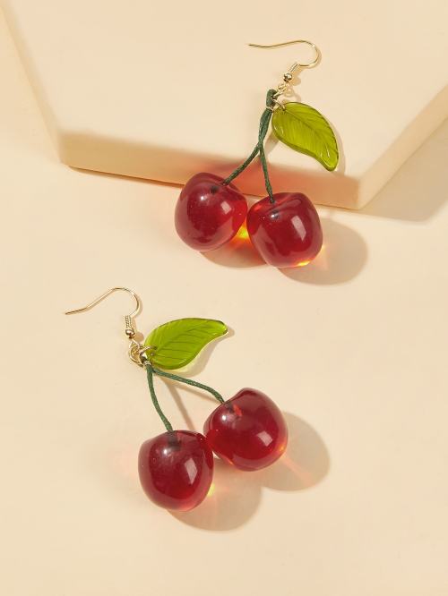 peachblushparlour:Cherry Design Drop Earrings