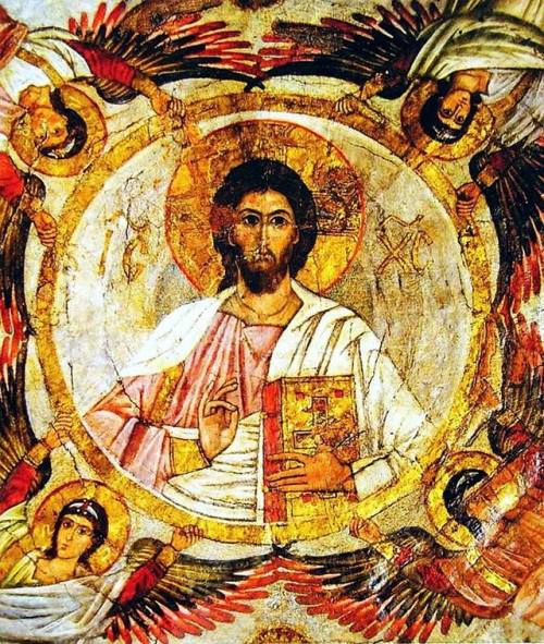 romebyzantium:Christ Pantokrator with Holy Archangels (from El Muallaqa, #Cairo) #Byzantine, 13th ce