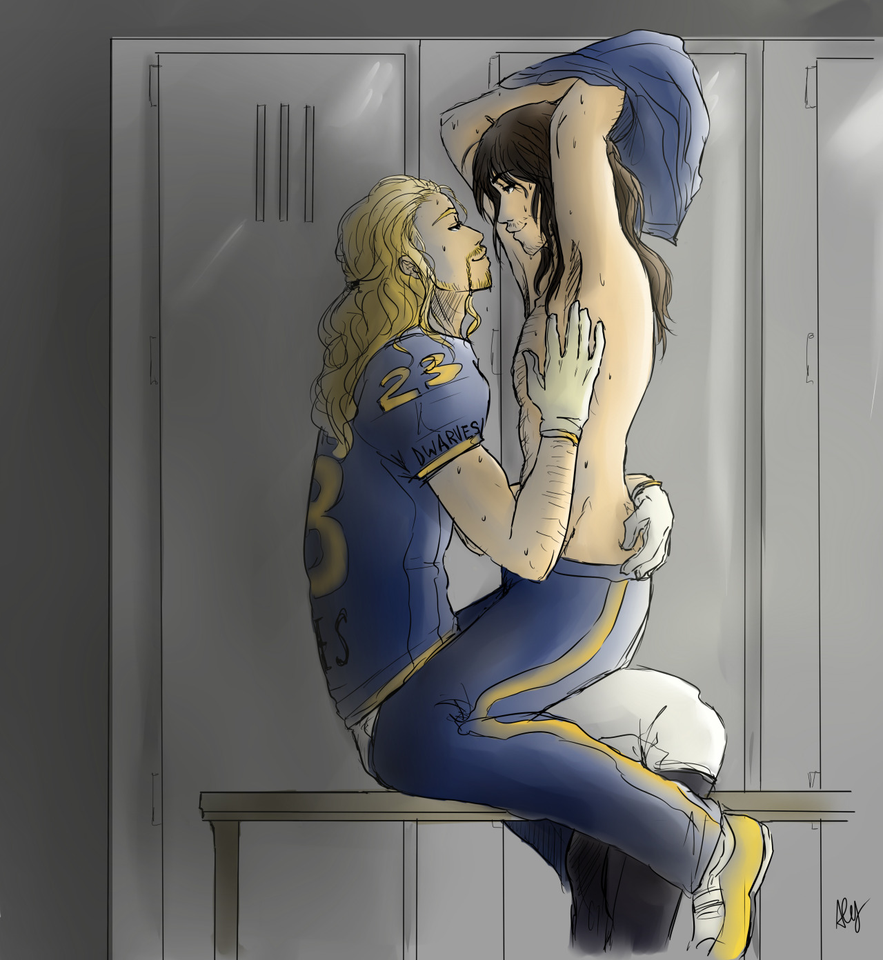 alythekitten:  Rugby!AU for PrincessKurenaiSweetie I really hope you like!!! çwç/Fìli