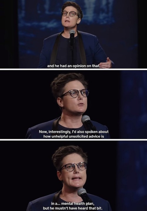 191811110: wenchyfloozymoo: [Standing comedian Hannah Gadsby saying: But I– A couple of years 