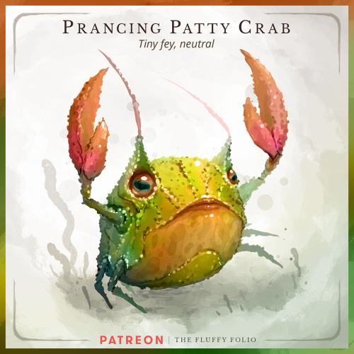 Prancing Patty Crab – Tiny fey, neutralDespite its fey origin, the prancing patty crab is often mist