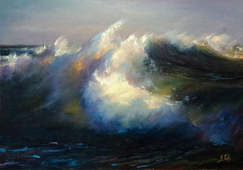 Waves painting. Oil 28x40&quot; (70x100cm).Time lapse video how I paint it on YouTube https://youtu.