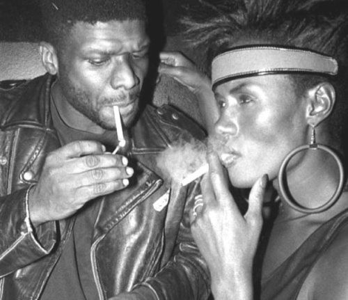 Larry Levan and Grace Jones, Sound Factory, New York, 1990.