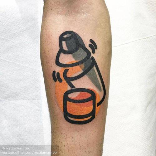 By Mattia Mambo, done in Desio. http://ttoo.co/p/35621 bartending;contemporary;culinary;facebook;inner forearm;kitchenware;mattiamambo;medium size;pop art;profession;twitter